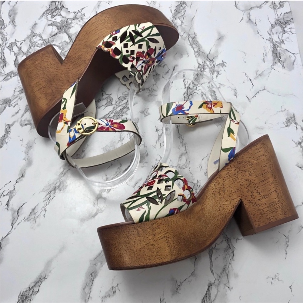 Tory Burch Wooden Floral Sandals - Picture 2 of 2